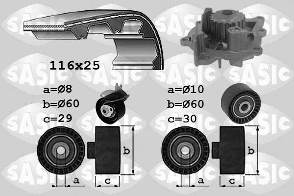 Sasic 3900038 - Pompa acqua + Kit cinghie dentate www.autoricambi360.it