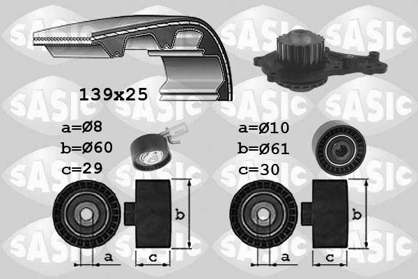 Sasic 3900037 - Pompa acqua + Kit cinghie dentate www.autoricambi360.it