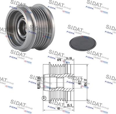 Sidat 455296 - Puleggia cinghia, Alternatore www.autoricambi360.it