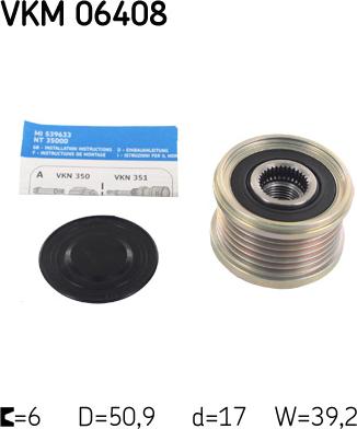 SKF VKM 06408 - Puleggia cinghia, Alternatore www.autoricambi360.it