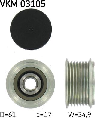 SKF VKM 03105 - Puleggia cinghia, Alternatore www.autoricambi360.it
