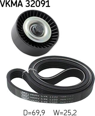 SKF VKMA 32091 - Kit Cinghie Poly-V www.autoricambi360.it