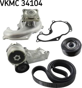 SKF VKMC 34104 - Pompa acqua + Kit cinghia Poly V www.autoricambi360.it