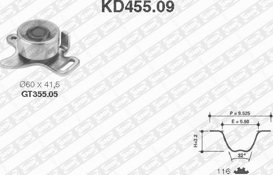 SNR KD455.09 - Kit cinghie dentate www.autoricambi360.it