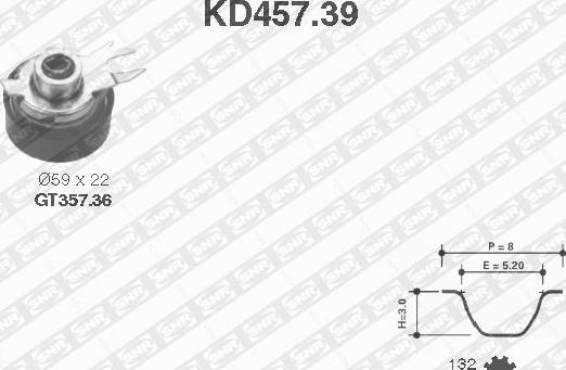SNR KD457.39 - Kit cinghie dentate www.autoricambi360.it