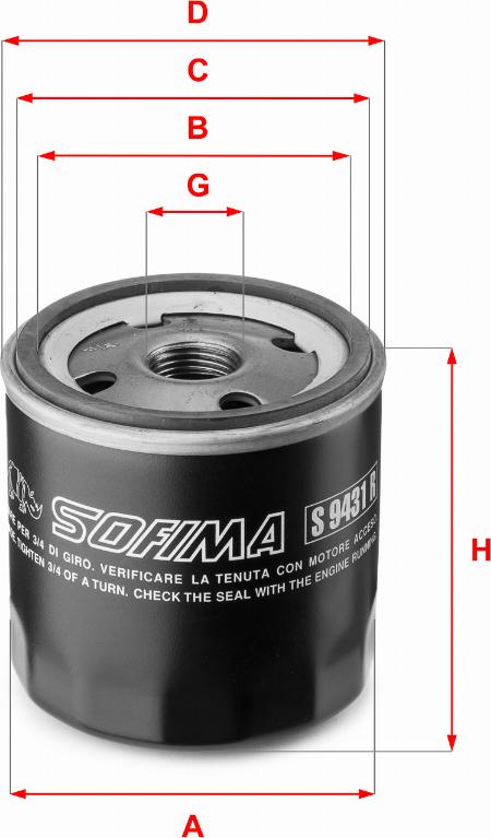 Sofima S 9431 R - Filtro olio www.autoricambi360.it