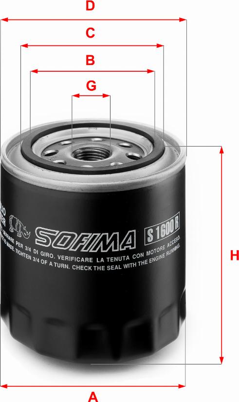 Sofima S 1600 R - Filtro olio www.autoricambi360.it