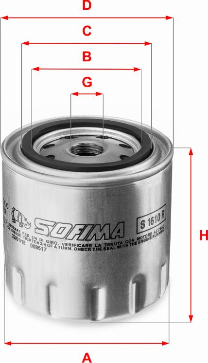 Sofima S 1610 R - Filtro olio www.autoricambi360.it