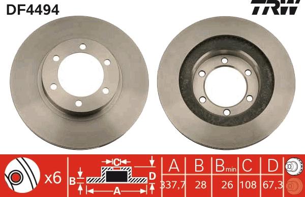 TRW DF4494 - Discofreno www.autoricambi360.it