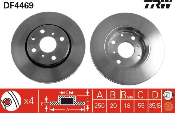 TRW DF4469 - Discofreno www.autoricambi360.it