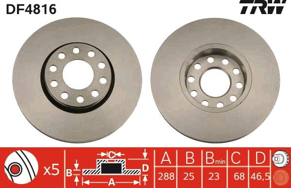 TRW DF4816 - Discofreno www.autoricambi360.it