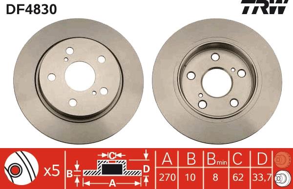 TRW DF4830 - Discofreno www.autoricambi360.it