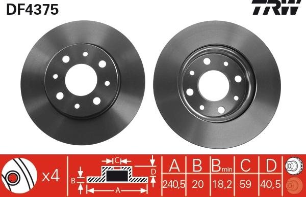 TRW DF4375 - Discofreno www.autoricambi360.it