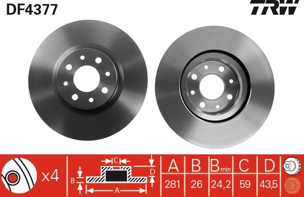 TRW DF4377 - Discofreno www.autoricambi360.it