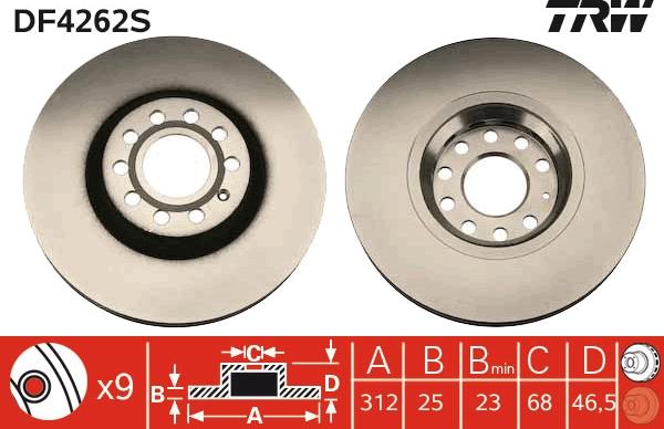 TRW DF4262S - Discofreno www.autoricambi360.it