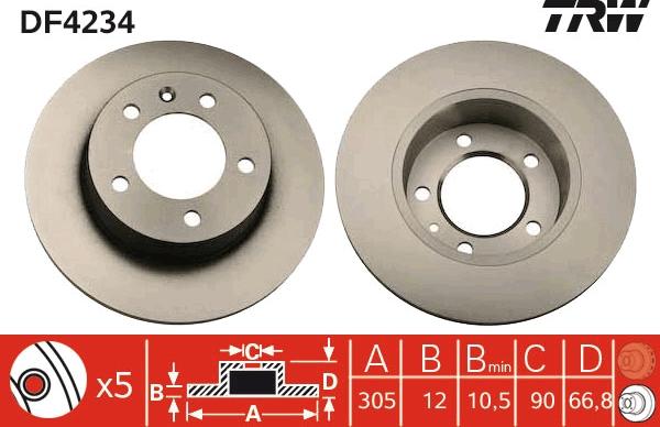 TRW DF4234 - Discofreno www.autoricambi360.it