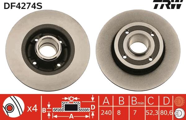 TRW DF4274S - Discofreno www.autoricambi360.it