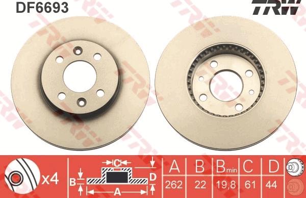 TRW DF6693 - Discofreno www.autoricambi360.it