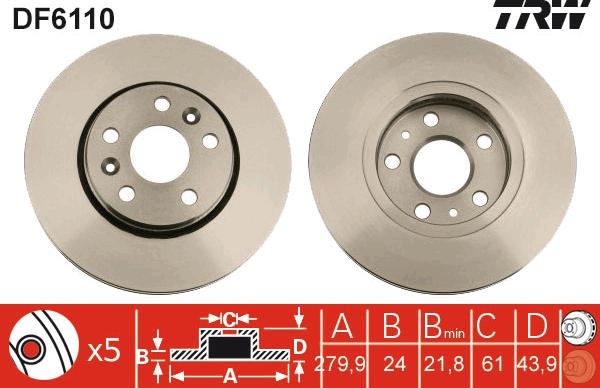 TRW DF6110 - Discofreno www.autoricambi360.it