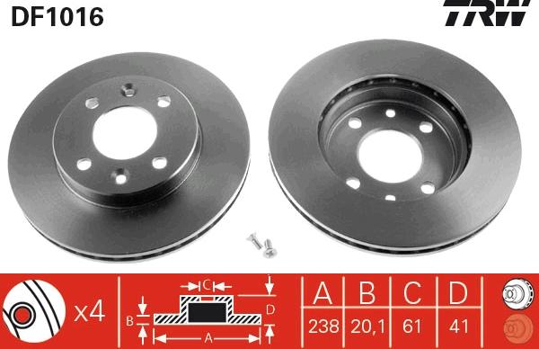 TRW DF1016 - Discofreno www.autoricambi360.it
