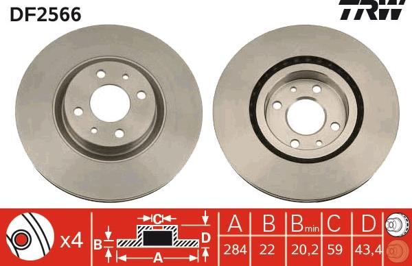 TRW DF2566 - Discofreno www.autoricambi360.it