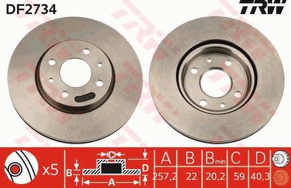 TRW DF2734 - Discofreno www.autoricambi360.it