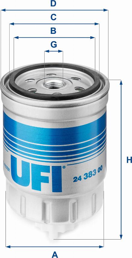 UFI 24.383.00 - Filtro carburante www.autoricambi360.it