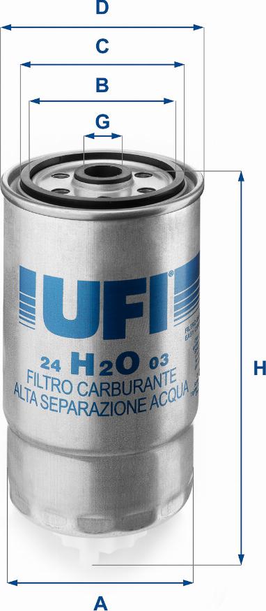 UFI 24.H2O.03 - Filtro carburante www.autoricambi360.it