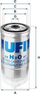 UFI 24.H2O.07 - Filtro carburante www.autoricambi360.it