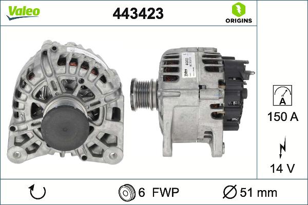 VALEO 443423 - Alternatore www.autoricambi360.it
