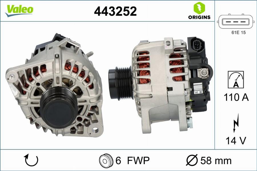 VALEO 443252 - Alternatore www.autoricambi360.it