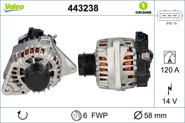 VALEO 443238 - Alternatore www.autoricambi360.it