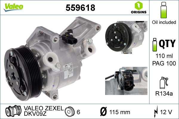 Valeo 559618 - Compressore, Climatizzatore www.autoricambi360.it