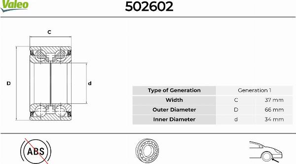VALEO 502602 - Kit cuscinetto ruota www.autoricambi360.it