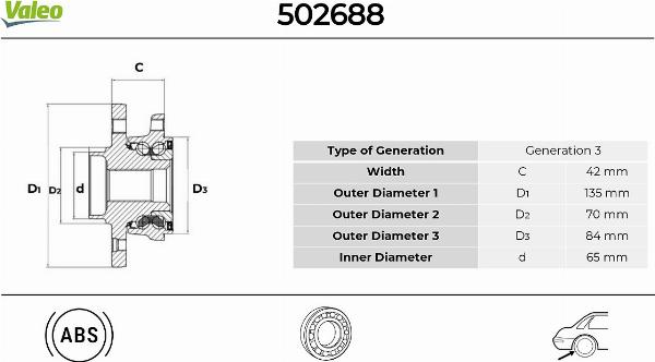 VALEO 502688 - Kit cuscinetto ruota www.autoricambi360.it
