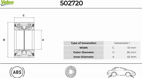 VALEO 502720 - Kit cuscinetto ruota www.autoricambi360.it
