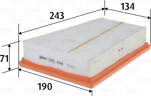 VALEO 585448 - Filtro aria www.autoricambi360.it