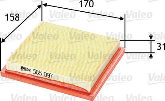 VALEO 585097 - Filtro aria www.autoricambi360.it