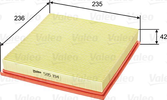 VALEO 585194 - Filtro aria www.autoricambi360.it