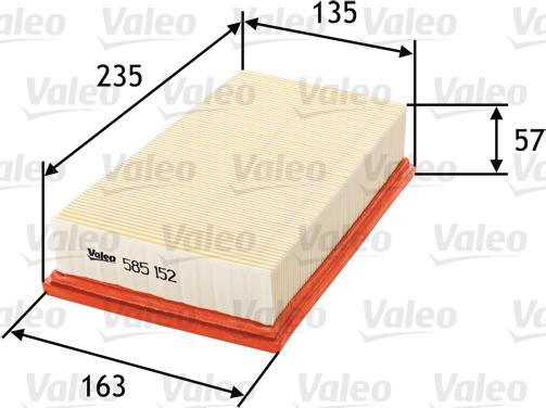 VALEO 585152 - Filtro aria www.autoricambi360.it