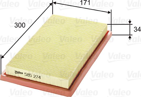 VALEO 585274 - Filtro aria www.autoricambi360.it