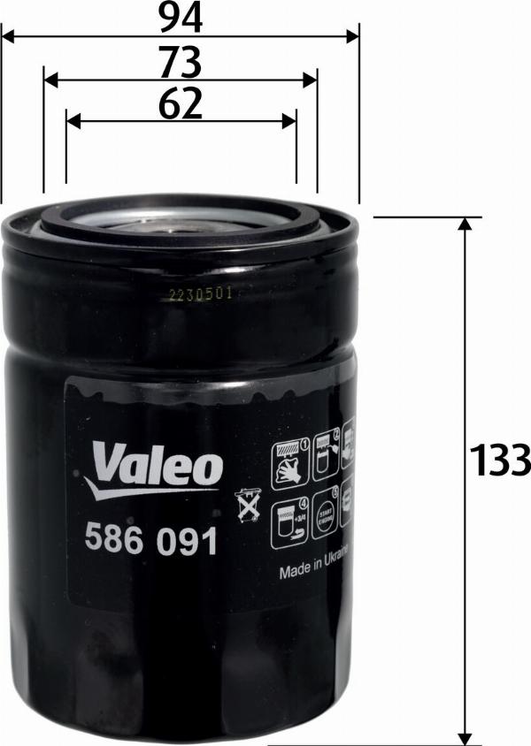 VALEO 586091 - Filtro olio www.autoricambi360.it