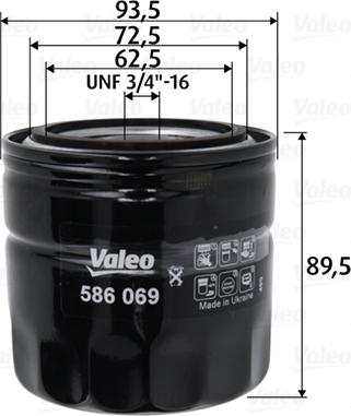 VALEO 586069 - Filtro olio www.autoricambi360.it