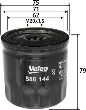 Valeo 586144 - Filtro olio www.autoricambi360.it
