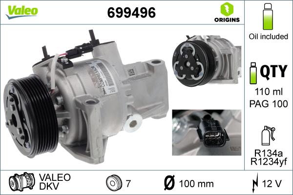 Valeo 699496 - Compressore, Climatizzatore www.autoricambi360.it