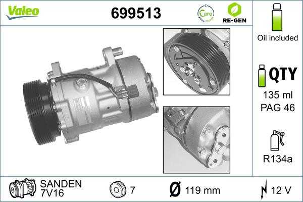 Valeo 699513 - Compressore, Climatizzatore www.autoricambi360.it