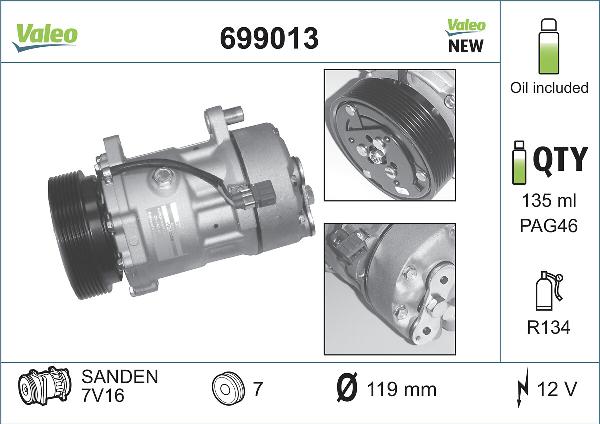 Valeo 699013 - Compressore, Climatizzatore www.autoricambi360.it