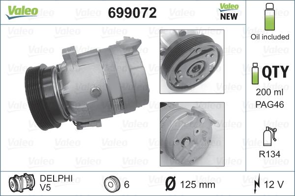 VALEO 699072 - Compressore, Climatizzatore www.autoricambi360.it