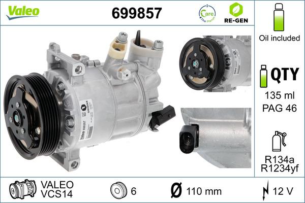 Valeo 699857 - Compressore, Climatizzatore www.autoricambi360.it