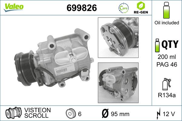 VALEO 699826 - Compressore, Climatizzatore www.autoricambi360.it